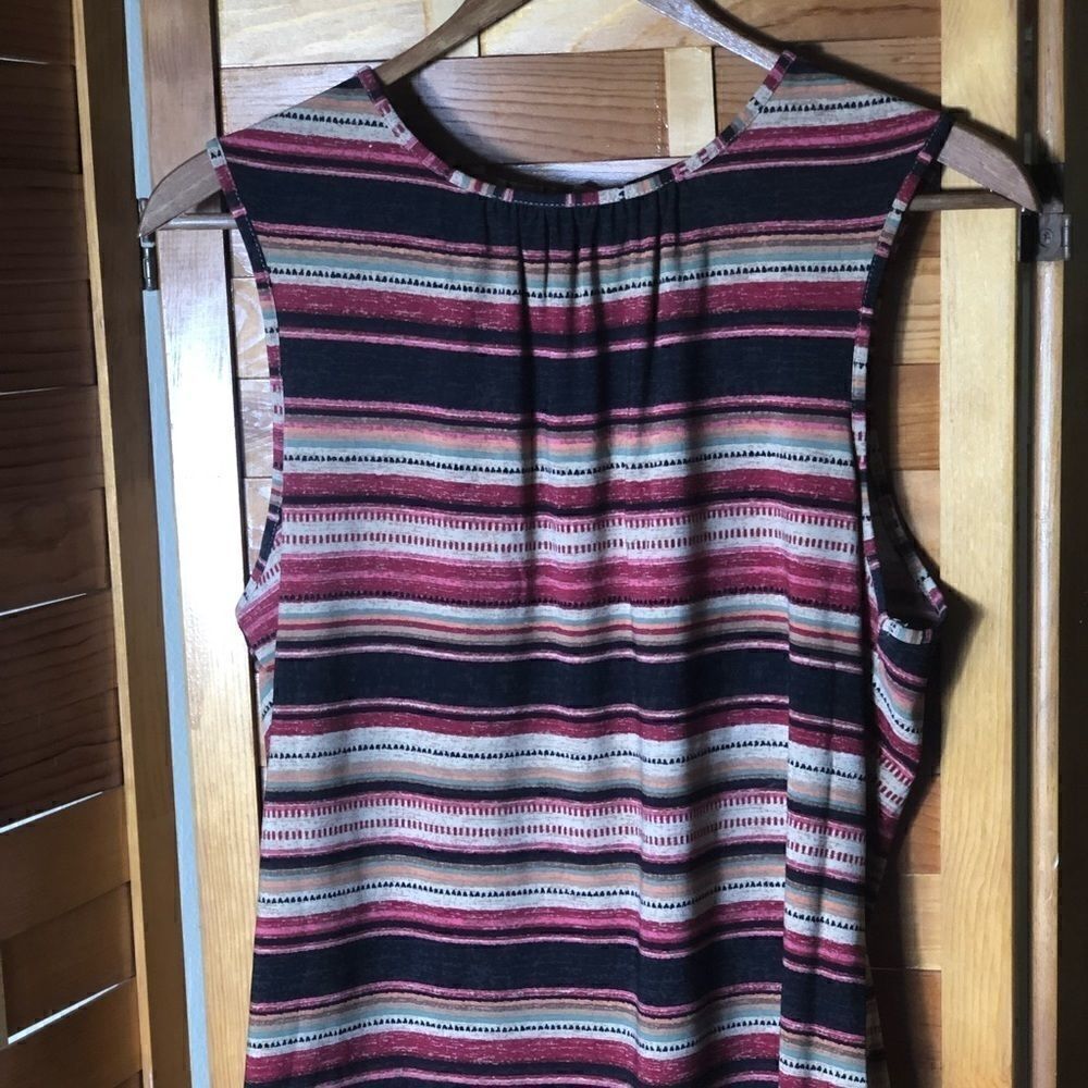Striped sleeveless Chaps top in earth tones‎